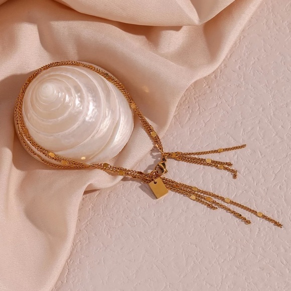 New 18K Gold Tassel Multilayer Chain Bracelet - Picture 3 of 6